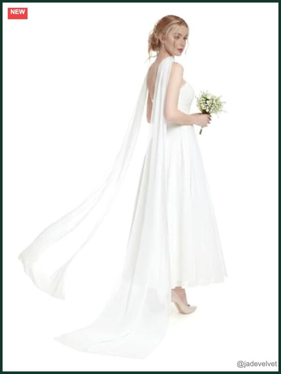 Accessories - Bridal Chiffon Long Scarf Wedding Veil Wrap for Ceremony Evening Dress Portrait